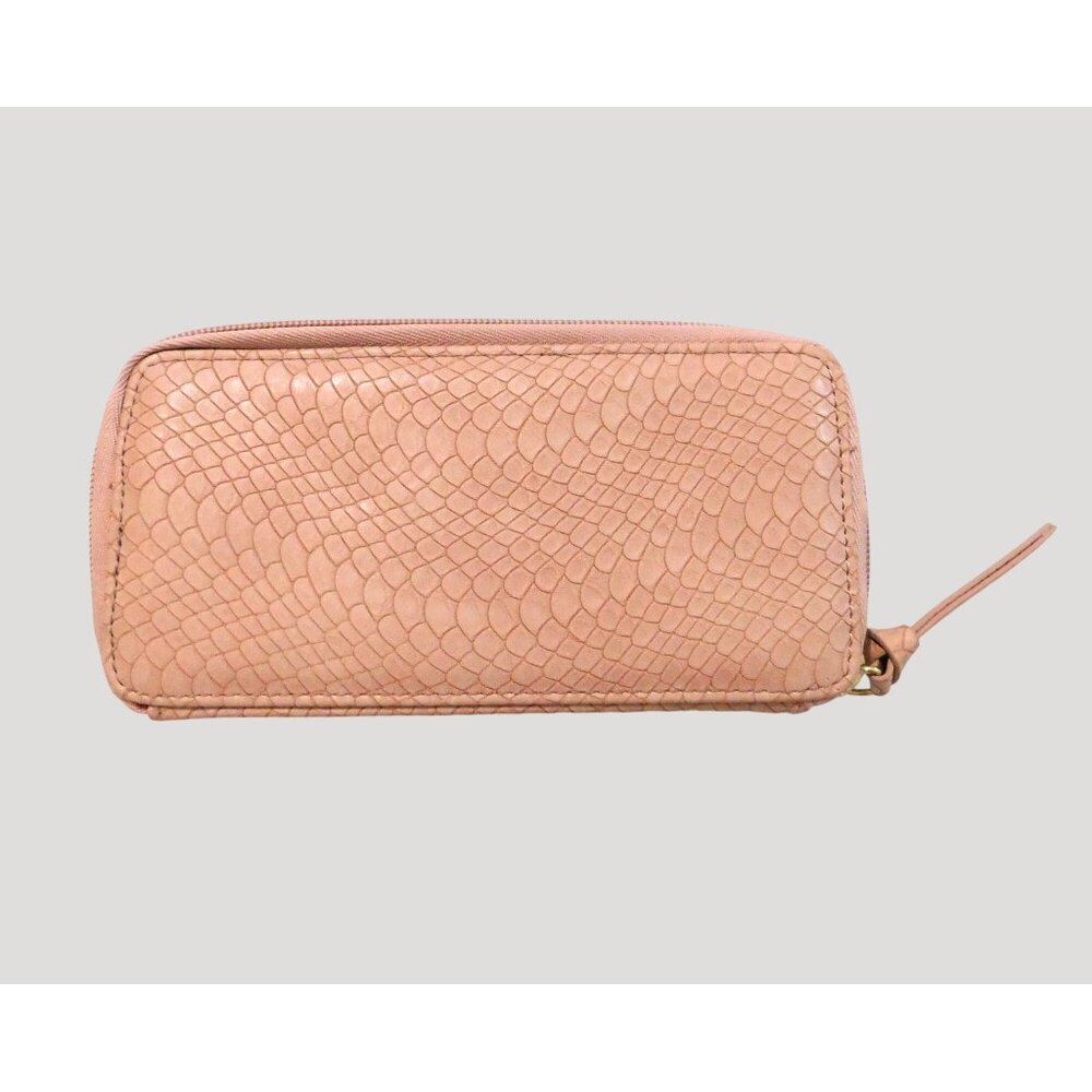 Hudson & Bleecker Wallet Pink Faux Snakeskin Zip Around 7.5"x3.5"x1" - Picture 3 of 6